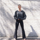 Mineral Washed Soft Cotton Sweater in Black