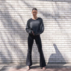 Mineral Washed Soft Cotton Sweater in Black
