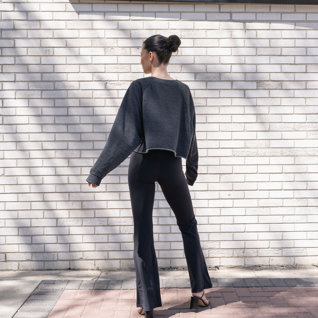 Mineral Washed Soft Cotton Sweater in Black