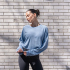 Waffle Crop Jersey Top in Blue