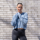 Waffle Crop Jersey Top in Blue