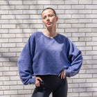 Mineral Washed Soft Cotton Sweater in Bright Blue