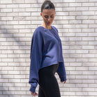 Mineral Washed Soft Cotton Sweater in Bright Blue