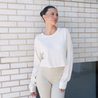 Waffle Crop Jersey Top in Cream