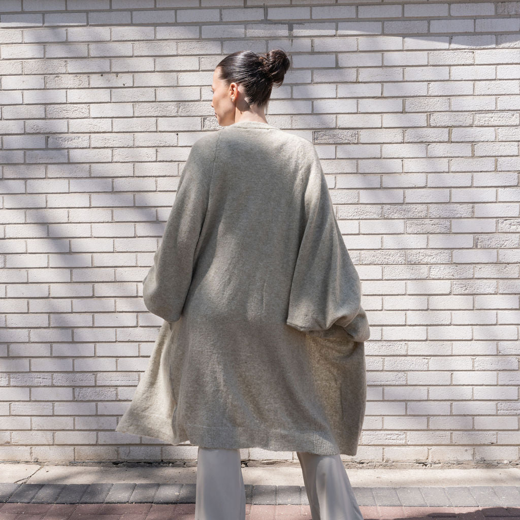 TWO TONED, SOFT KNIT BATWING CARDIGAN