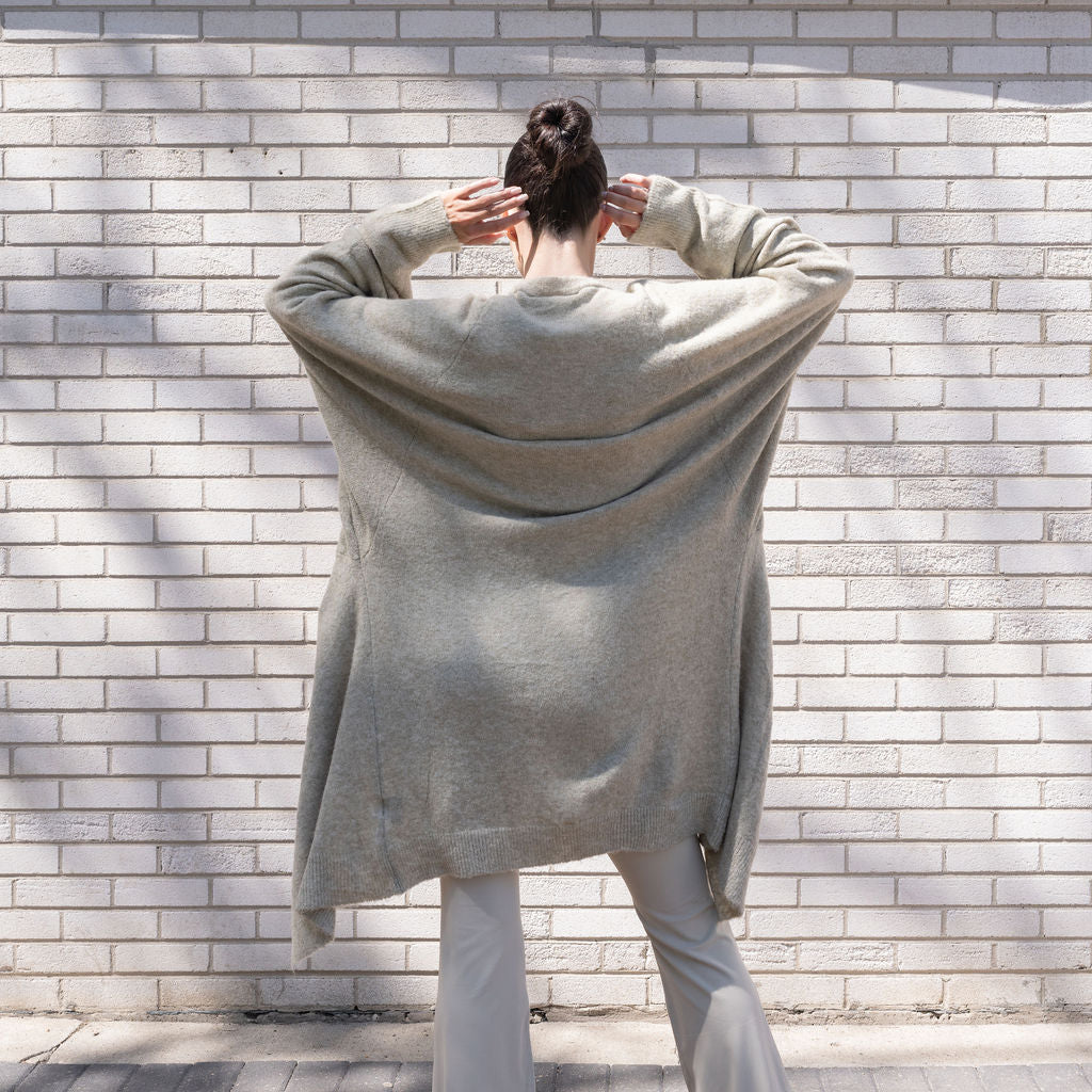 TWO TONED, SOFT KNIT BATWING CARDIGAN