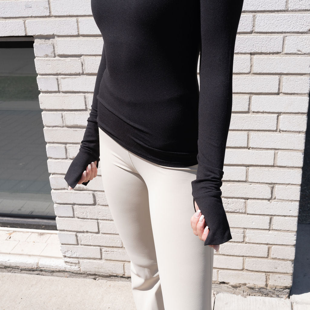 Long Sleeve Boatneck Top With Slit Sleeve