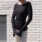 Long Sleeve Boatneck Top With Slit Sleeve