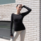 Long Sleeve Boatneck Top With Slit Sleeve