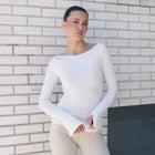 Long Sleeve Boatneck Top With Slit Sleeve