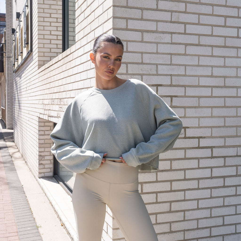 Mineral Washed Soft Cotton Sweater in Sage