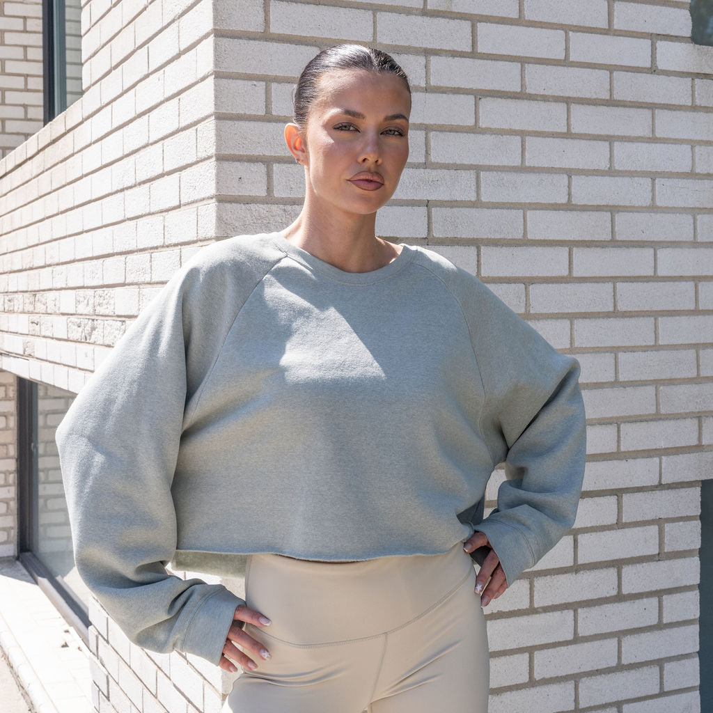 Mineral Washed Soft Cotton Sweater in Sage