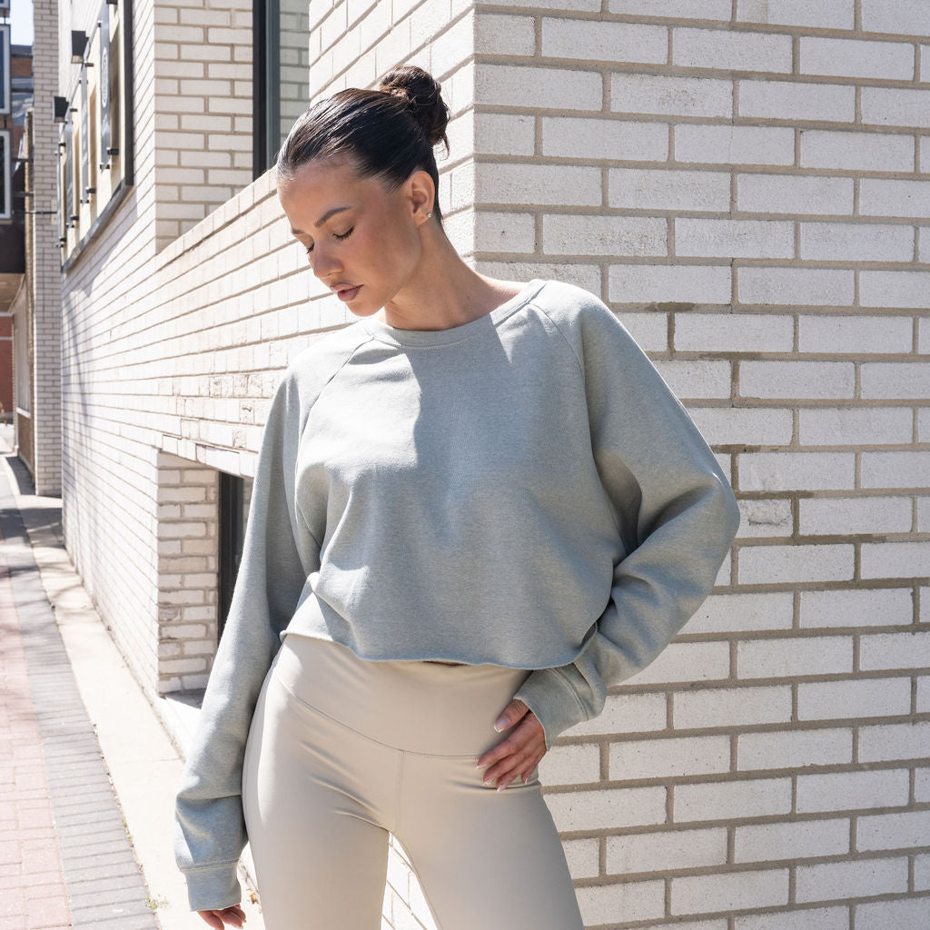 Mineral Washed Soft Cotton Sweater in Sage