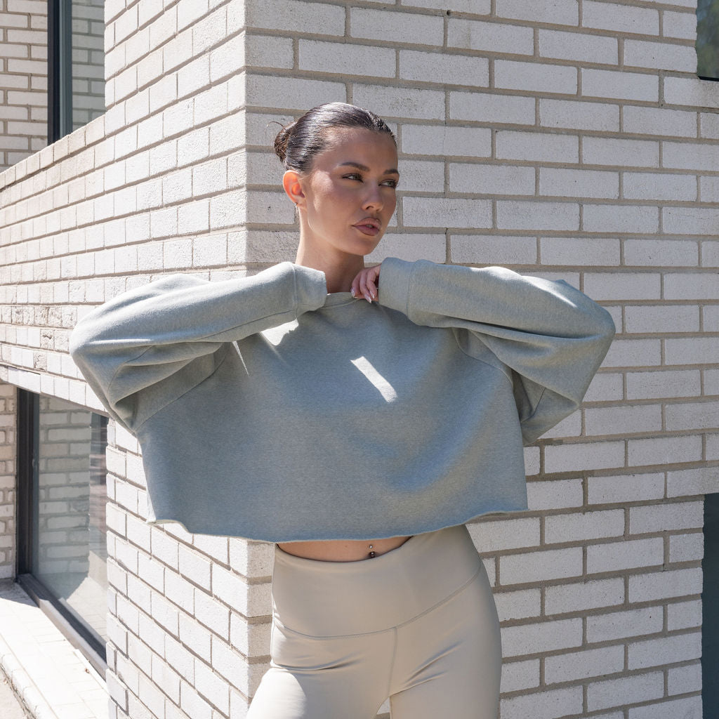 Mineral Washed Soft Cotton Sweater in Sage