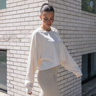 Mineral Washed Soft Cotton Sweater in Cream