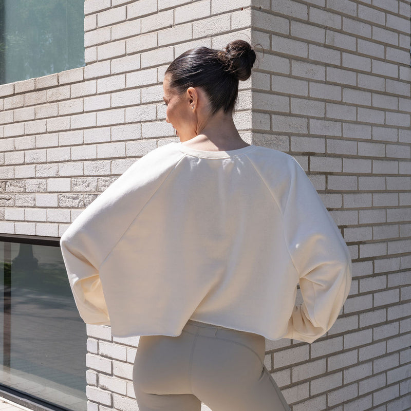 Mineral Washed Soft Cotton Sweater in Cream