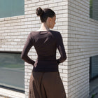 Long Sleeve Boatneck Top With Slit Sleeve