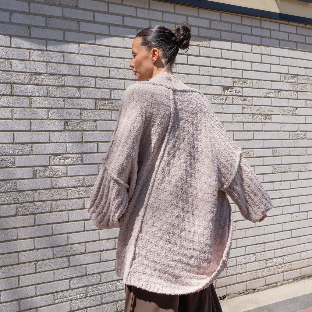 Teddy Cocoon Cardigan in Soft Blush
