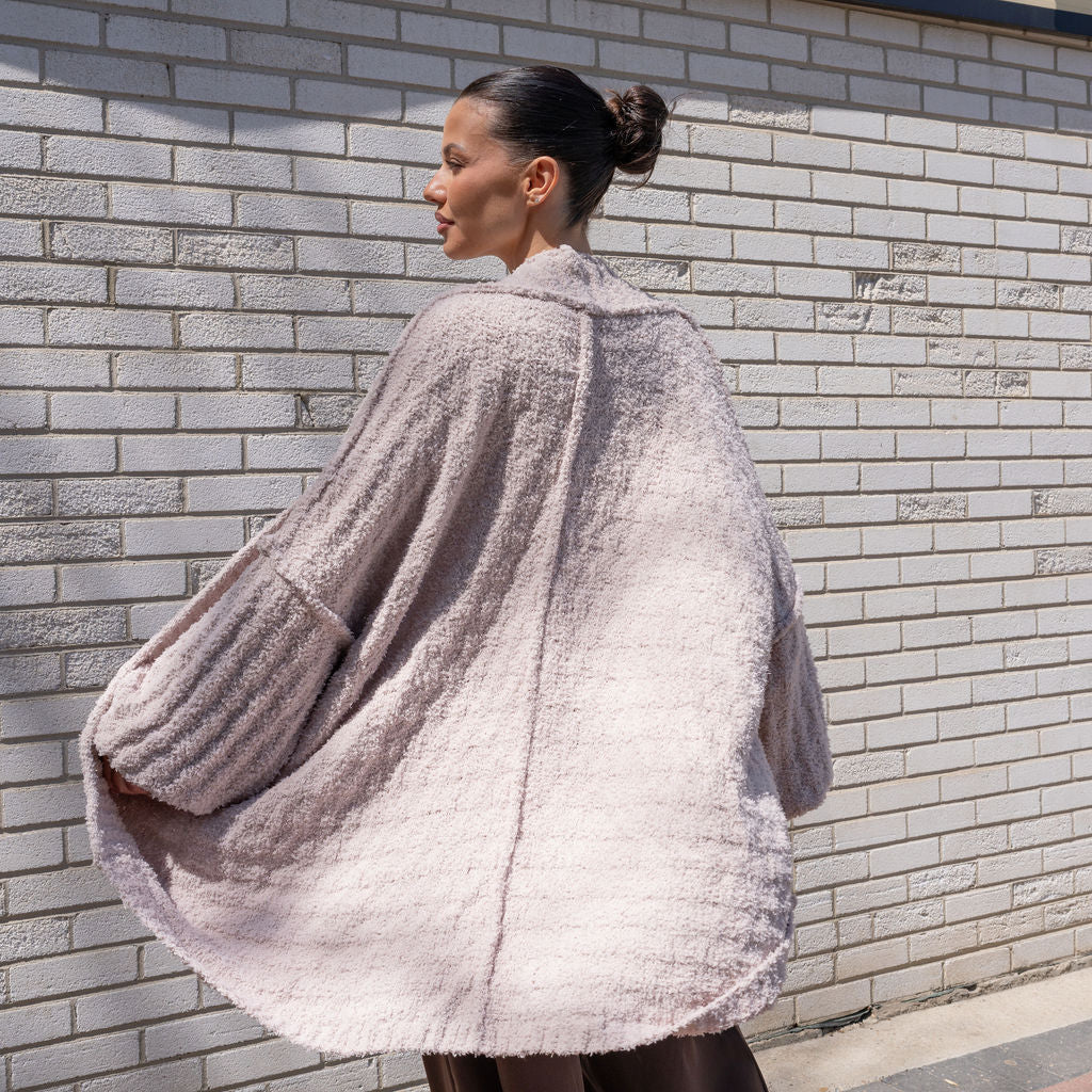 Teddy Cocoon Cardigan in Soft Blush