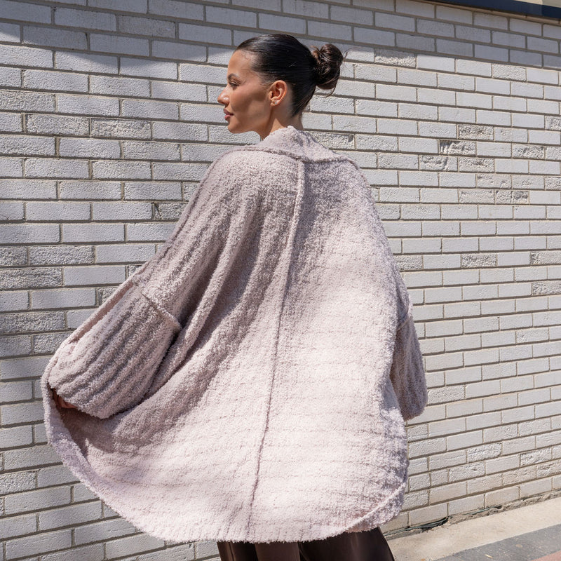 Teddy Cocoon Cardigan in Soft Blush