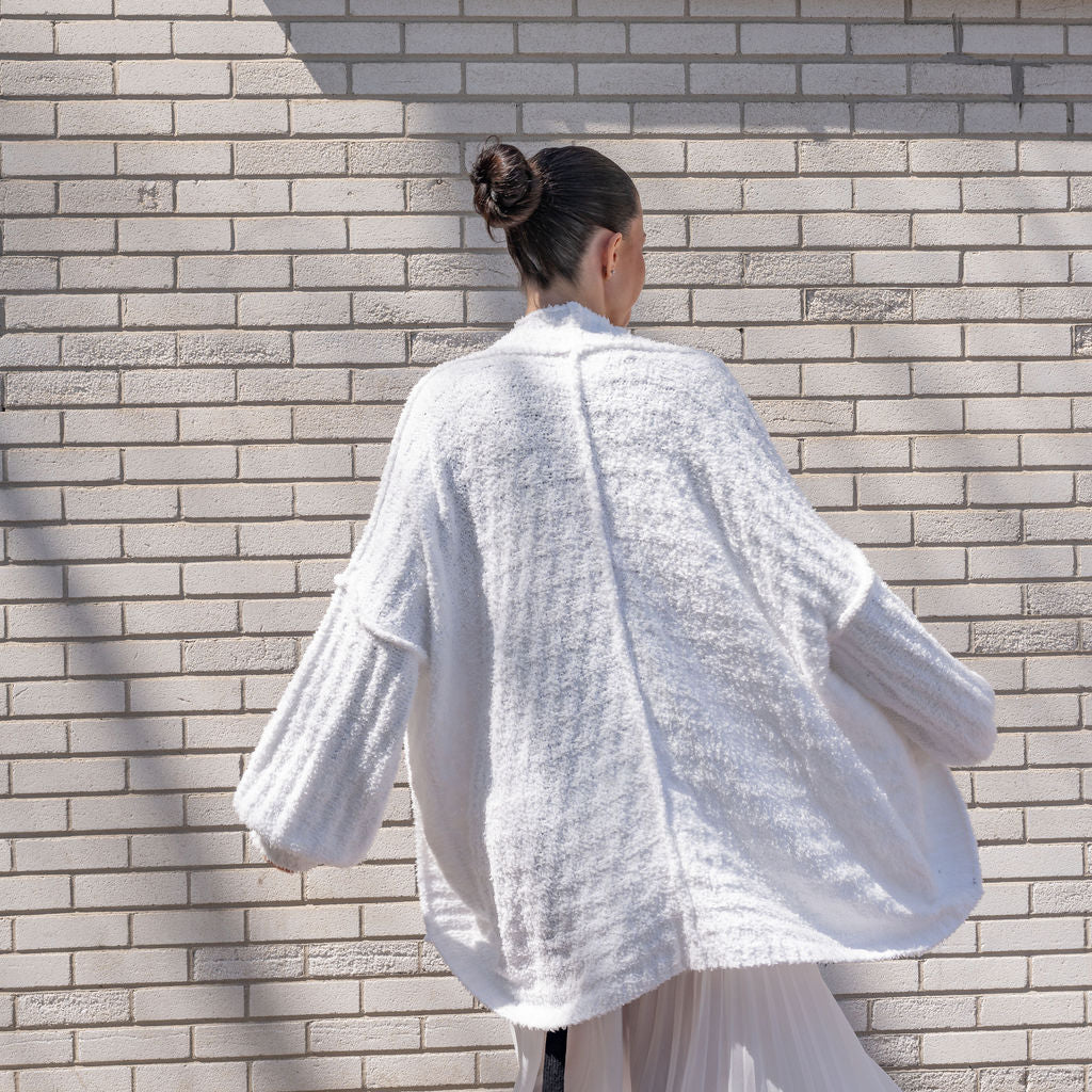 Teddy Cocoon Cardigan in White