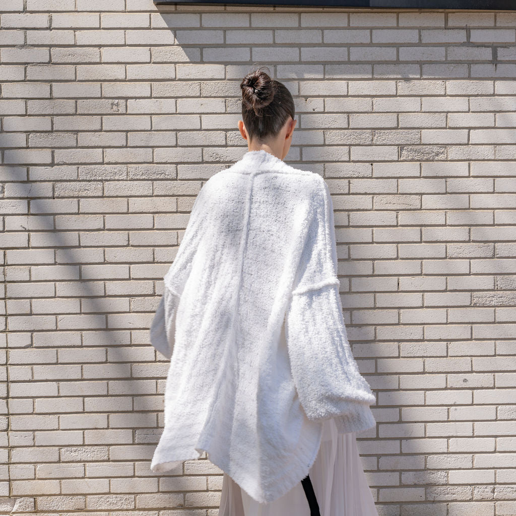 Teddy Cocoon Cardigan in White