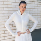 Hoodie Zip Up Sweater in Cream