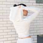 Hoodie Zip Up Sweater in Cream