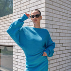 Ribbed Blue Cropped Sweater