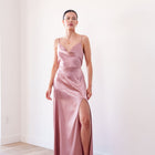THE ÉLOISE STRETCH SATIN MAXI DRESS