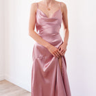 THE ÉLOISE STRETCH SATIN MAXI DRESS
