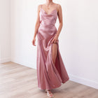 THE ÉLOISE STRETCH SATIN MAXI DRESS