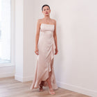 THE SAMANTHA SATIN RUFFLE DRESS