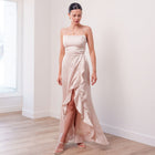 THE SAMANTHA SATIN RUFFLE DRESS