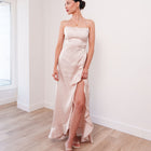 THE SAMANTHA SATIN RUFFLE DRESS