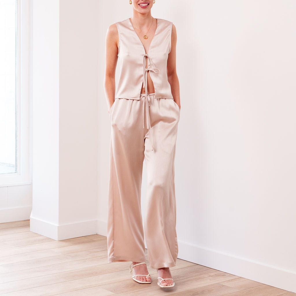 THE LUMIÈ TEXTURED SATIN VEST SET