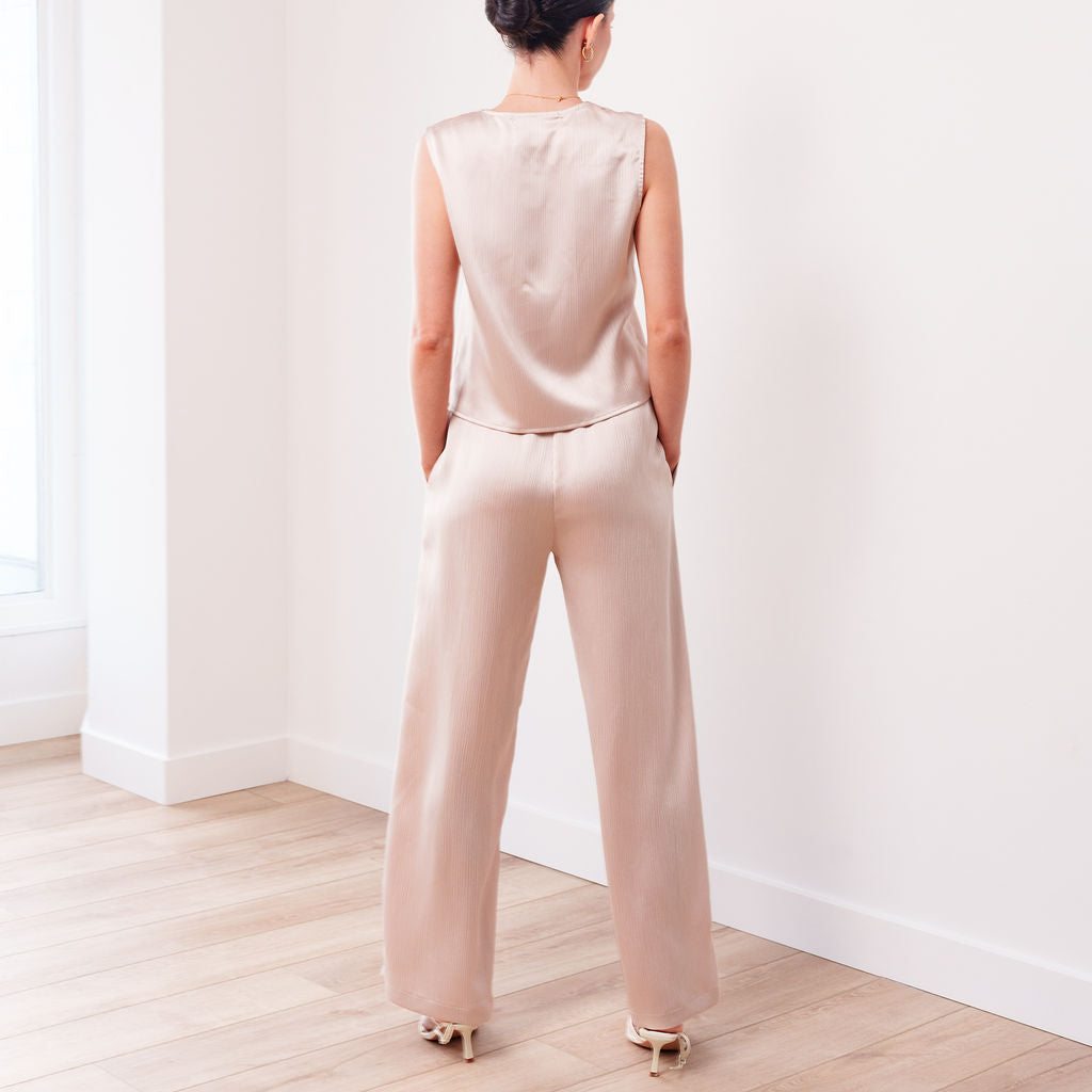THE LUMIÈ TEXTURED SATIN VEST SET