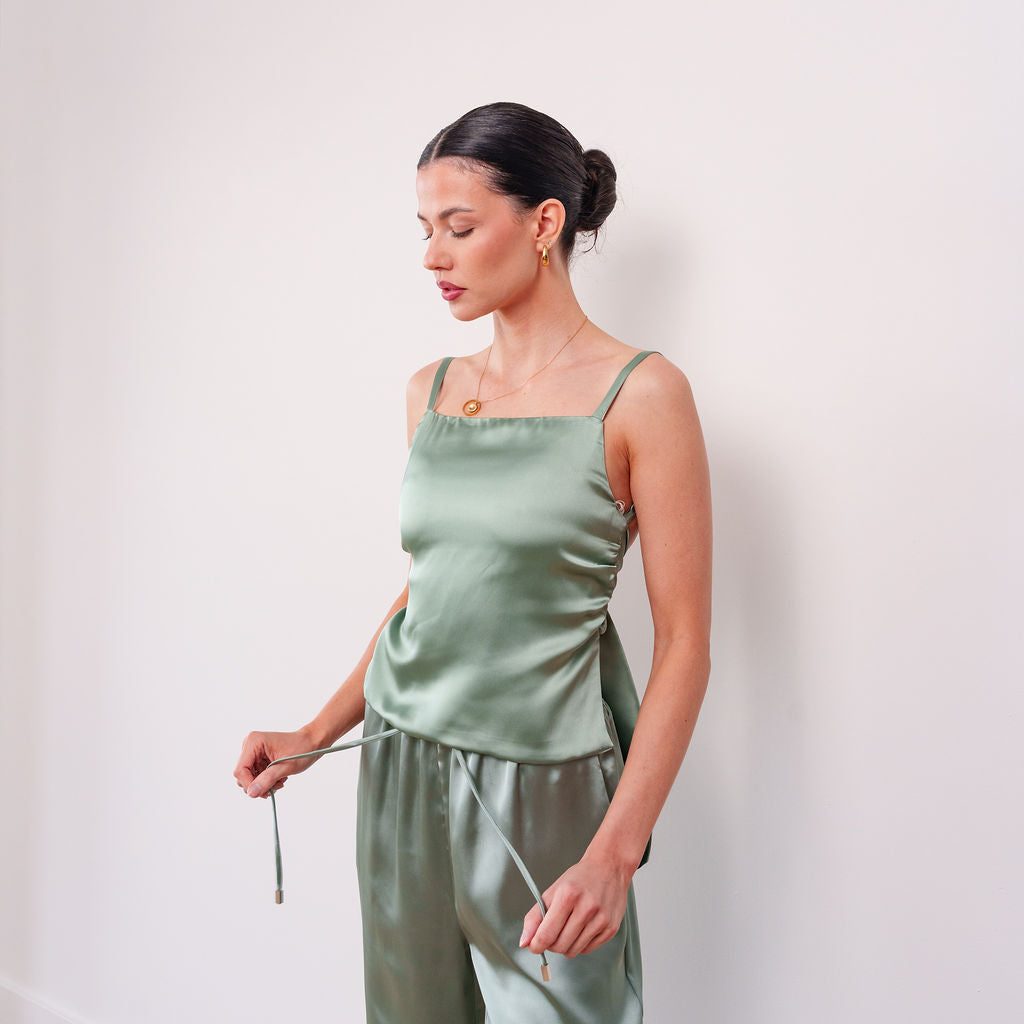 THE LUMIÈRA SATIN TIE-BACK CAMISOLE