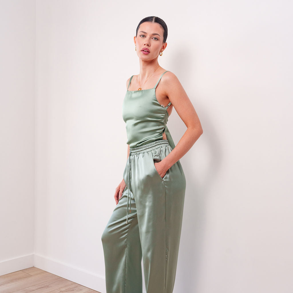 THE AURÉLIA FLUID SATIN TROUSER AND TANK SET