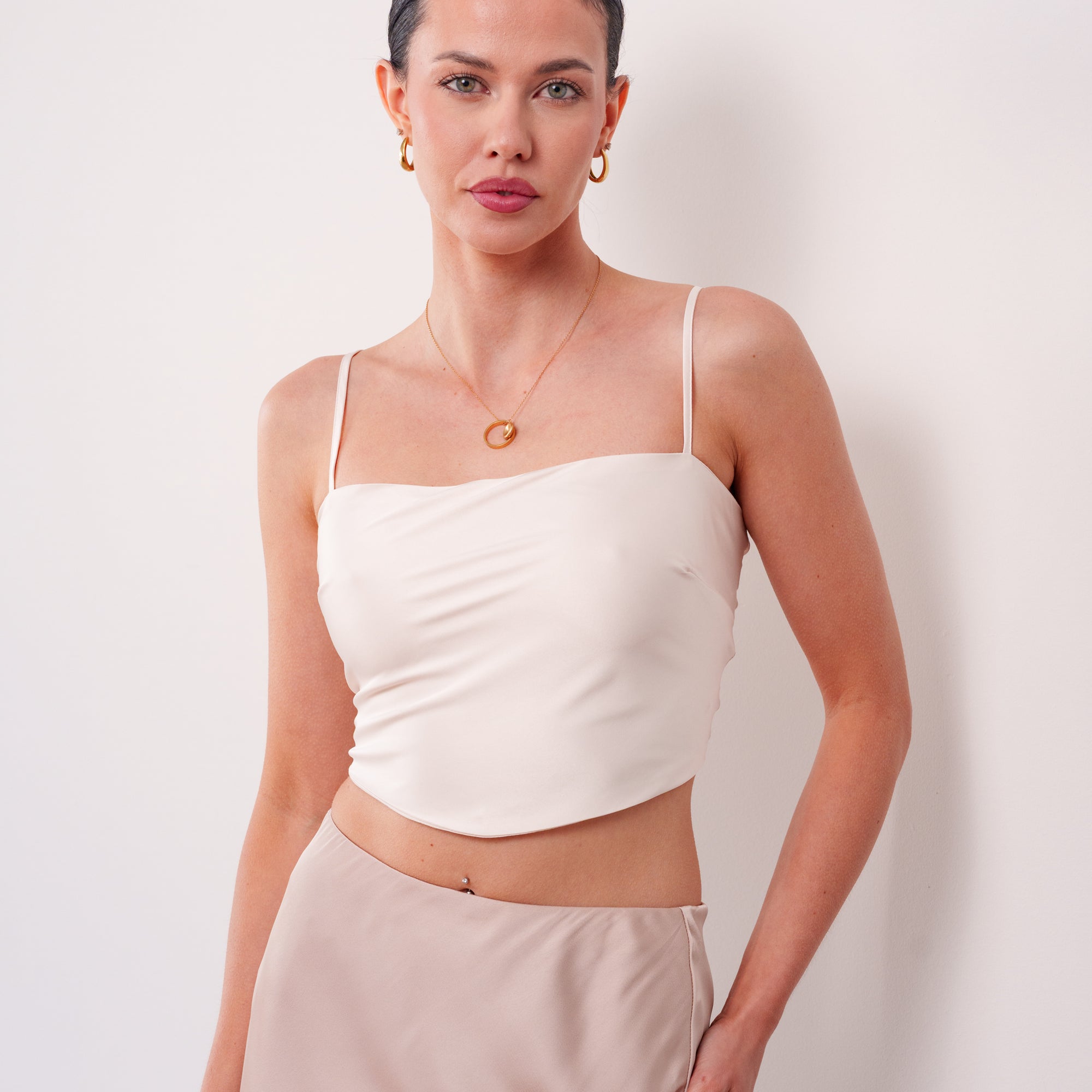THE ÉLANORA SATIN DRAPE TOP
