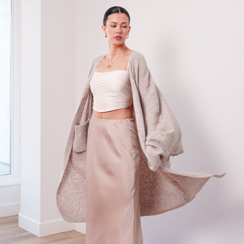 THE ÉTOILE DRAPED LONG CARDIGAN