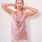 THE ROSÉLLE COWL HALTER TOP