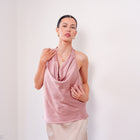 THE ROSÉLLE COWL HALTER TOP