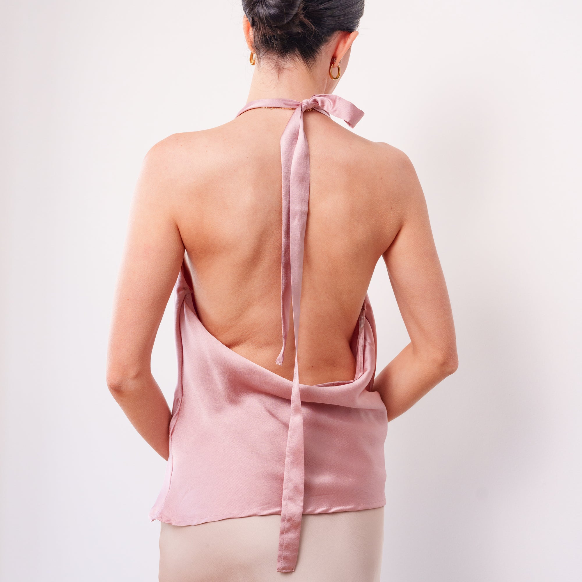 THE ROSÉLLE COWL HALTER TOP