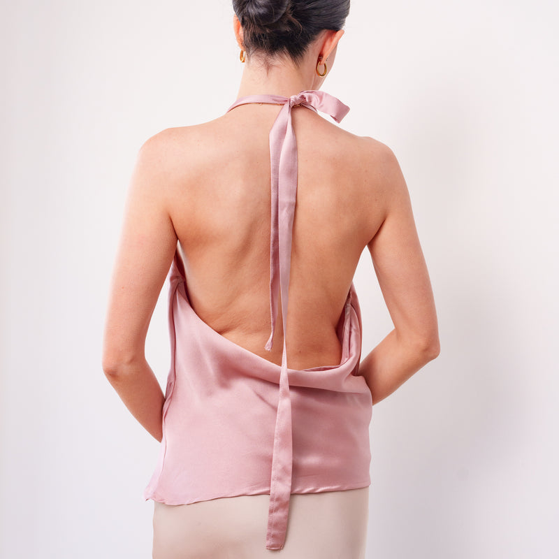 THE ROSÉLLE COWL HALTER TOP