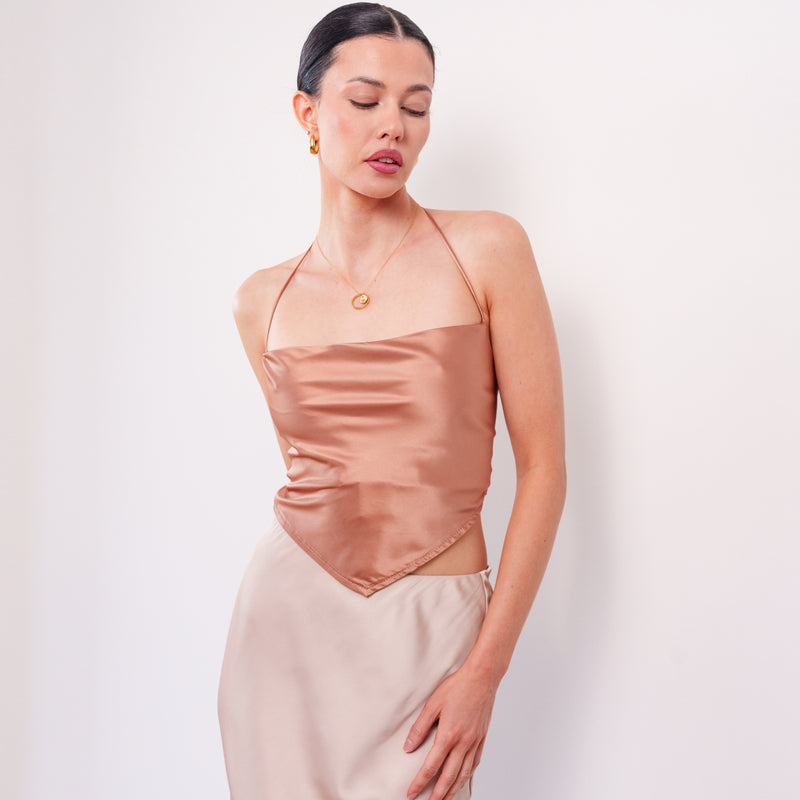 THE ÉRA SATIN HALTER TOP