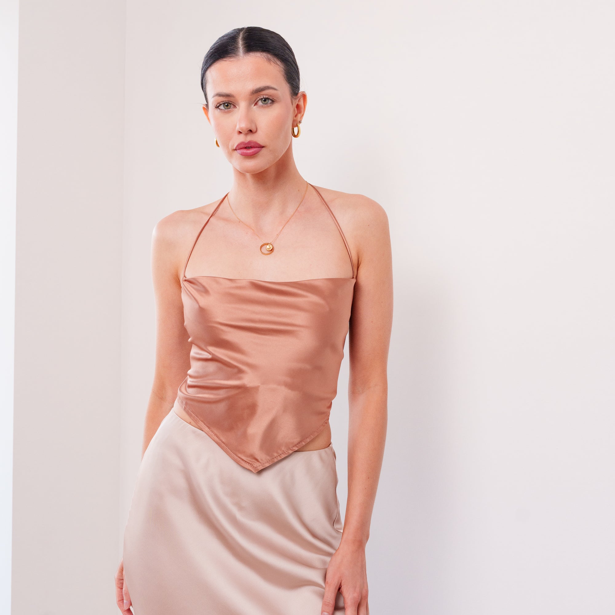 THE ÉRA SATIN HALTER TOP