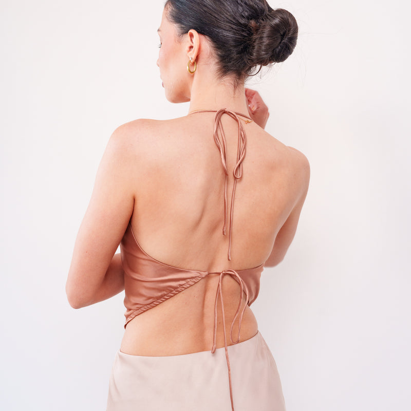 THE ÉRA SATIN HALTER TOP