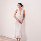THE SHIRA STRETCH LACE HALTER MAXI DRESS