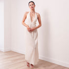 THE SOLENE COTTON GAUZE HALTER MAXI DRESS